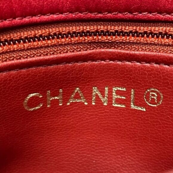 CHANEL 24K Vintage Waist Bag Fanny Pack CC Lambskin Waist Bag Pouch Bum Bag Red - Picture 11 of 16